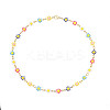 Enamel Flower Link Chains Bracelet BJEW-N019-01-1