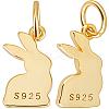 2Pcs 925 Sterling Silver Rabbit Charms STER-BBC0008-28-1
