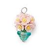 Glass Seed Beaded Flowerpot Pendants PALLOY-MZ00520-2