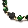Cross Synthetic Turquoise(Dyed) Braided Bead Bracelet for Men Women BJEW-JB06743-01-4
