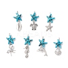 7Pcs 7 Styles Dyed Synthetic Turquoise Starfish & Alloy Sea Animals Pendants PALLOY-JF03754-04-1
