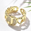 Brass Micro Pave Clear Cubic Zirconia Open Cuff Rings for Women RJEW-K289-02G-J-2