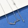 Brass Pave Black Cubic Zirconia Snake Pendant Necklaces NJEW-D320-02ASP-1