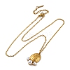 PVD Vacuum Plating 304 Stainless Steel & Plastic Pearl Paw Print Pendant Cable Chain Necklaces for Women STAS-Z114-16G-4