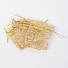 20Pcs Gold Stamping Rose Printed Organza Drawstring Bags OP-FP0001-01-1