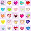 50Pcs Valentine's Day Waterproof Vinyl Heart Stickers Set PW-WG30645-01-2