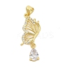 Butterfly Rack Plating Brass Micro Pave Cubic Zirconia Pendants KK-Z074-74G-1