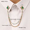304 Stainless Steel & Dyed Stone Rhombus Hanging Chain Brooch JEWB-S021-01G-01-1