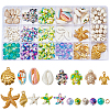 DIY Ocean Theme Synthetic Turquoise & Natural Cowrie Shell & Alloy Jewelry Making Findings Beads Kits DIY-SC0027-43-1