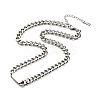 Non-Tarnish 304 Stainless Steel Rectangle Pendant Necklace with Curb Chains for Men Women NJEW-P229-18P-2