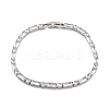 Brass Pave Clear Cubic Zirconia Rectangle & Flat Round Link Bracelets BJEW-B094-02A-1