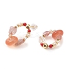 Natural Agate & Strawberry Quartz & Synthetic Coral Dangle Earrings EJEW-L286-15G-2