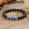 Bohemian Natural Black Onyx & Blue Spot Jasper Beaded Stretch Bracelets ZX5026-4-1
