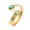 Oval Rack Plating Brass Micro Pave Cubic Zirconia Cuff Bracelets for Women BJEW-M040-06G-1