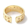 Brass Micro Pave Colorful Cubic Zirconia Star/Rhombus/Heart Wide Open Cuff Rings for Women LS-RJEW-C098-31G-3