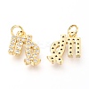 Brass Micro Pave Clear Cubic Zirconia Charms ZIRC-O036-30G-G-2