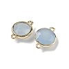 Brass Pave Dyed Natural White Jade Faceted Flat Round Connector Charms G-U028-04G-10-2