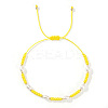 Glass Seed Bead & Plastic Imitation Pearl Beads Braided Bracelets for Women JS2905-3-1