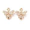Brass Micro Pave Clear Cubic Zirconia Charms KK-G418-11G-1
