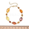 Gradient Color Natural Amber & Shell Pearl Beaded Bracelets for Women BJEW-JB13553-2