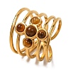 Cross Natural Tiger Eye Finger Rings RJEW-Q822-41G-02-1