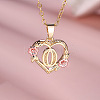 Brass Rose Flower Heart with Letter Pendant Necklaces FS-WGF6950-15-1