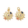 Sun with Moon Brass Micro Pave Colorful Cubic Zirconia Pendants KK-G406-37G-1