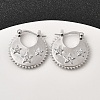 Star Brass Micro Pave Clear Cubic Zirconia Hoop Earrings EJEW-Z157-01P-1