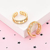 Brass Micro Pave Clear Cubic Zirconia Cuff Rings for Women KK-T074-03G-1