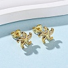 Brass Micro Pave Clear Cubic Zirconia Stud Earrings EJEW-D328-04G-04-2