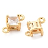 Brass Clear Cubic Zirconia Connector Charms KK-G516-09G-2