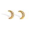 Stainless Steel Micro Pave Cubic Zirconia Moon Stud Earrings for Women LI0948-3-2