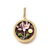 Brass Micro Pave Cubic Zirconia & Enamel Pendants KK-R222-11G-02-1