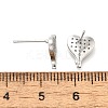 Heart Brass Micro Pave Cubic Zirconia Ear Studs EJEW-D304-35G-3