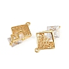 Brass Clear Cubic Zirconia Rhombus Tree of Life Connector Charms KK-B137-17G-1