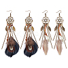 2Pairs 2 Styles Alloy Feather Dangle Earrings EJEW-UN0006-97-1