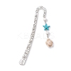 Synthetic Turquoise Tortoise Starfish Pendant Bookmarks with Natural Lava Rock AJEW-JK00285-01-1