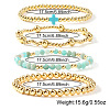 4Pcs Golden Brass & Glass Round Beaded Bracelet Sets XG4611-5-2