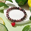 Teachers' Day Thank You 8mm Round Natural Rhodonite Stretch Bracelets BJEW-JB10432-01-2