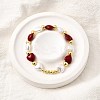 Valentine's Day ABS Imitation Pearl Beads Stretch Bracelets for Women BJEW-D317-08C-G-1