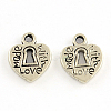 Tibetan Style Heart Lock Alloy Charms TIBEP-A5021-AS-RS-1