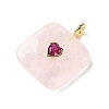 Natural Rose Quartz Faceted Pendants G-C274-03J-2