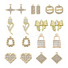18Pcs 9 Style Alloy Crystal Rhinestone Pendants FIND-SW0001-30-2