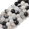 Natural Black Rutilated Quartz Beads Strands G-D295-8mm-01-2