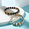 Electroplated Natural Lava Rock & Synthetic Howlite Beads Stretch Bracelets Set for Girl Women BJEW-JB06924-4