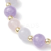 Natural Aquamarine & Rose Quartz & Amethyst Beads Charm Bracelets for Women BJEW-JB11731-4