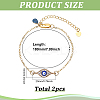 2Pcs Evil Eye Alloy Enamel Charm Bracelets BJEW-ME00006-2