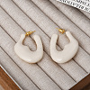 Nuggets Brass Enamel Half Hoop Stud Earrings for Women EJEW-G391-20A-G-1