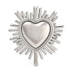 Brass Heart Open Cuff Ring for Women RJEW-C102-23P-2