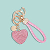 2Pcs 2 Styles PU Leather and Alloy Rhinestone Braided Keychain & Pendant Decorations KEYC-CN0001-11B-6